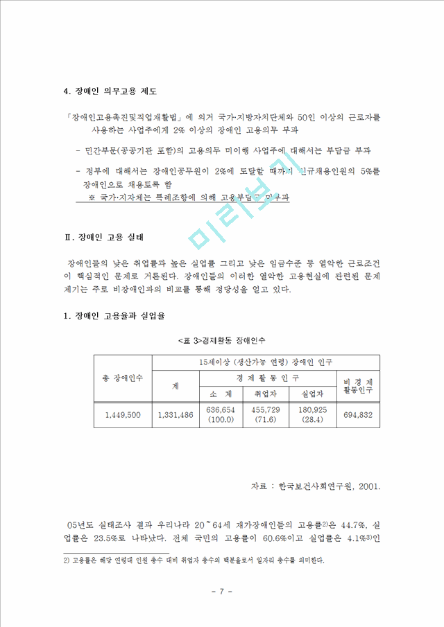 1000원]장애인 고용 정책의 문제점과 해결방안.hwp